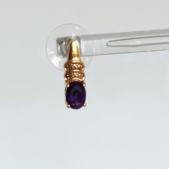Amethyst Earrings 14K Gold Plated - Picture 4 of 11